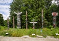 Wooden totem poles in Stanley Park. First Nations culture, travel, national art Vancouver, British Columbia, Canada Royalty Free Stock Photo