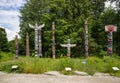 Wooden totem poles in Stanley Park. First Nations culture, travel, national art Vancouver, British Columbia, Canada Royalty Free Stock Photo