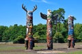 Wooden totem poles Royalty Free Stock Photo