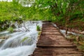 Wooden tourist path in Plitvice lakes national park Royalty Free Stock Photo