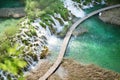 Wooden tourist path in Plitvice lakes park Royalty Free Stock Photo