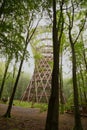 Tower in Adventure Camp on rainy foggy day