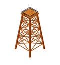 Wooden tower Industrial isometry isolated. Vector illustration