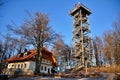 Wooden tower on a mountain Planina near Vrhnika Slovenia