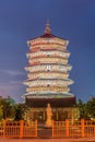 Wooden tower ( Sakya pagoda ) in night