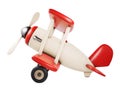 Wooden toy airplane slide view. 3D render illustration isolated