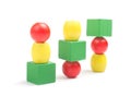 Wooden toy blocks on white background