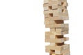 Wooden toy for building a tower with small blocks.