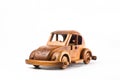 Wooden toy car Hand made on white background Royalty Free Stock Photo