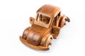 Wooden toy car Hand made on white background Royalty Free Stock Photo