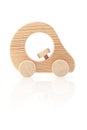 Wooden toy car, side view Royalty Free Stock Photo