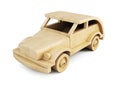 Wooden toy car on white background. 3d. Royalty Free Stock Photo