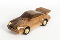 Wooden toy car on white background Royalty Free Stock Photo