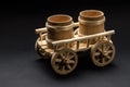 Wooden Toy Cart on a dark background Royalty Free Stock Photo