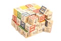 Wooden toy cubes with letters. Royalty Free Stock Photo