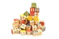 Wooden toy cubes with letters. Wooden alphabet blocks Royalty Free Stock Photo