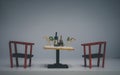 Wooden Toy Furniture for Children miniature table for a drink with chairs in the living room. Royalty Free Stock Photo