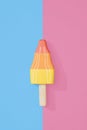 Ice Cream Popsicles Lollipops on pink and blue pastel background