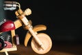 Wooden toy motorcycle Royalty Free Stock Photo