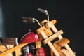 Wooden toy motorcycle Royalty Free Stock Photo