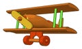 A wooden toy plane vector or color illustration Royalty Free Stock Photo