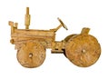 Wooden toy tractor on white isolated background Royalty Free Stock Photo