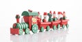 Wooden toy train with colorful blocs isolated Royalty Free Stock Photo