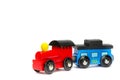 Wooden toy train with colorful blocs isolated Royalty Free Stock Photo