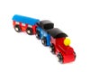 Wooden toy train with colorful blocs isolated Royalty Free Stock Photo