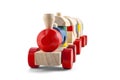 Wooden toy train with colorful blocs isolated over white with cl Royalty Free Stock Photo