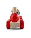 Wooden toy train with colorful blocs isolated over white with cl Royalty Free Stock Photo