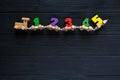 Wooden toy train with numbers for children, toys for creativity development. Children`s school concept. Educational games