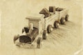 Wooden toy train over wooden floor Royalty Free Stock Photo