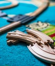 Wooden toy train tracks Royalty Free Stock Photo