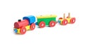 Wooden toy train on white