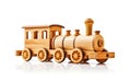 Wooden Toy Train on White Background Royalty Free Stock Photo