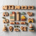 Interconnected pieces, building blocks in various earthy colors, Royalty Free Stock Photo
