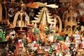 Wooden toys for sale at Christmas market in Dresden, Germany. Royalty Free Stock Photo