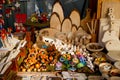 Wooden toys and utensils kitchen on a market