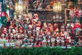 Wooden toys and xmas decorations at Christmas Market Stall - Nuremberg, Bavaria, Germany Royalty Free Stock Photo