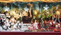 Wooden toys and xmas decorations at Christmas Market Stall - Nuremberg, Bavaria, Germany Royalty Free Stock Photo