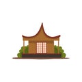 Wooden traditional chinese house vector Illustration on a white background Royalty Free Stock Photo