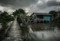 Wooden traditional thai house, stilt house, Thailand fisherman village and landscape