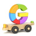 Wooden train font Letter G 3D