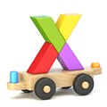 Wooden train font Letter X 3D