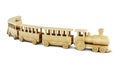 Wooden train on a white background. 3d.