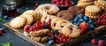 Wooden Tray With Cookies and Berries Royalty Free Stock Photo