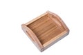 Wooden tray, small empty wooden tray isolated on white background. Clipping path included. Royalty Free Stock Photo