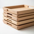 Wooden trays with smooth, light-colored surfaces and visible wood grai Royalty Free Stock Photo