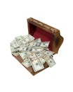 Wooden Treasure chest full of money Royalty Free Stock Photo